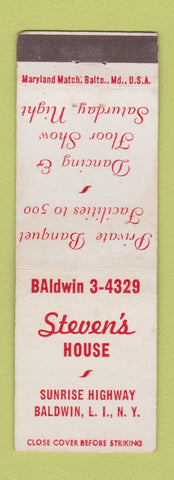 Matchbook Cover - Steven's House Baldwin LI NY