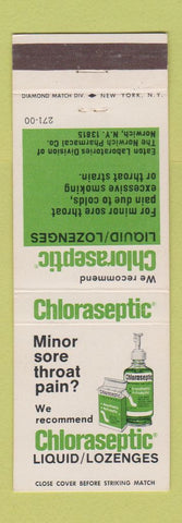 Matchbook Cover - Chloraseptic Liquid Throat Lozenges Norwich NY Eaton Labs