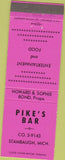 Matchbook Cover - Pike's Bar Stambaugh MI