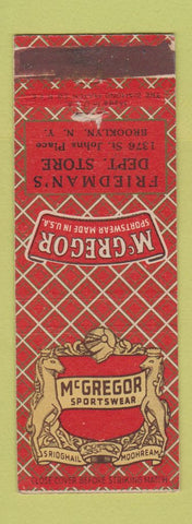 Matchbook Cover - McGregor Sportswear Friedman's Department Store Brooklyn NY