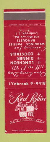 Matchbook Cover - Red Robin Restaurant Lynbrook LI NY