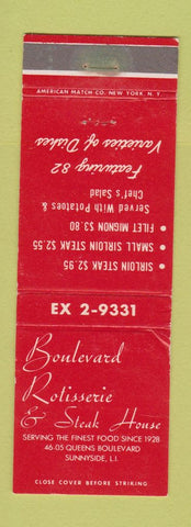 Matchbook Cover - Boulevard Rotisserie Steak House Sunnyside LI NY WEAR