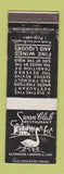 Matchbook Cover - Swan Club Restaurant Glenwood Landing LI NY WORN