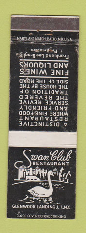 Matchbook Cover - Swan Club Restaurant Glenwood Landing LI NY WORN
