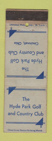 Matchbook Cover - Hyde Park Golf Country Club Cincinnati OH WORN GRAY