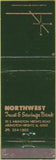 Matchbook Cover - Northwest Trust Savings Arlington Heights IL