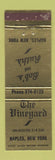 Matchbook Cover - The Vineyard Naples NY WEAR