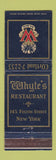 Matchbook Cover - Whyte's Restaurant New York City