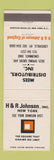 Matchbook Cover - H&R Johnson Mees Distributors Cincinnati OH Wall Tile