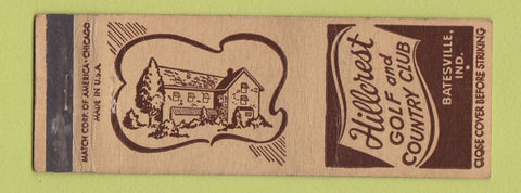 Matchbook Cover - Hillcrest Golf Country Club Batesville IN WEAR