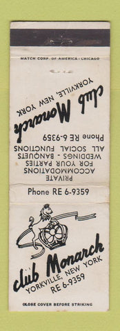Matchbook Cover - Club Monarch Yorkville NY WEAR
