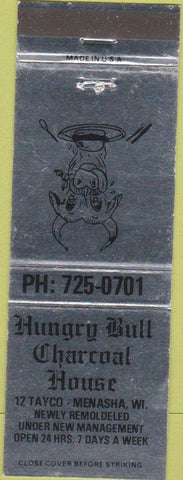 Matchbook Cover - Hungry Bull Charcoal House Menasha WI