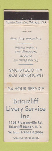 Matchbook Cover - Briarcliff Livery Briarcliff Manor NY limos WEAR