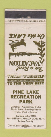 Matchbook Cover - Pine Lake Recreation Canada Lake NY Caroga Lake WEAR