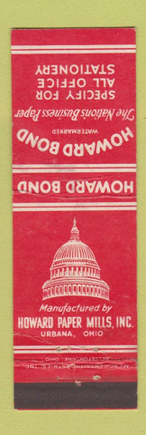 Matchbook Cover - Howard Bond Urbana OH paper mills