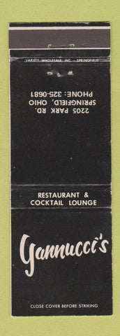 Matchbook Cover - Yannucci's Restaurant Springfield OH