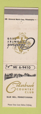Matchbook Cover - Cedarbrook Country Club Blue Bell PA