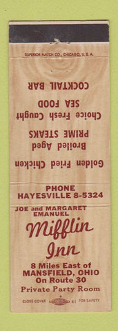 Matchbook Cover - Mifflin Inn Mansfield OH