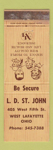Matchbook Cover - LD St John Insurance West Lafayette OH WORN
