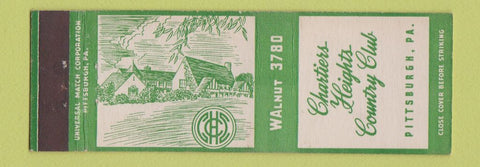 Matchbook Cover - Chartiers Country Club Pittsburgh PA GREEN