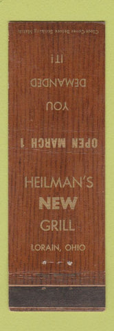 Matchbook Cover - Heilman's New Grill Lorain OH WEAR