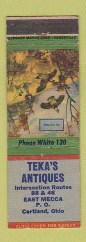 Matchbook Cover - Teka's Antiques Certland East Mecca OH