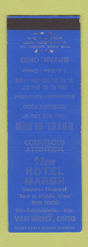 Matchbook Cover - Hotel Marsh Elder Bryan Van Wert OH