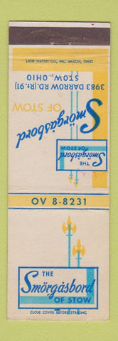 Matchbook Cover - Smorgasbord of Stow OH