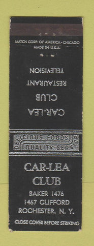 Matchbook Cover - Car Lea Club Rochester NY restaurant