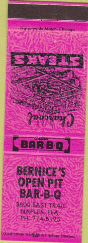 Matchbook Cover - Bernice's BBQ Naples FL