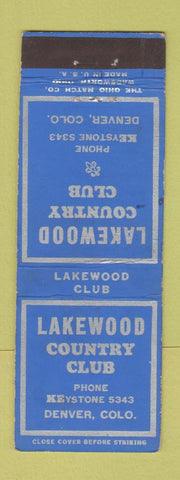 Matchbook Cover - Lakewood Country Club Denver Colorado