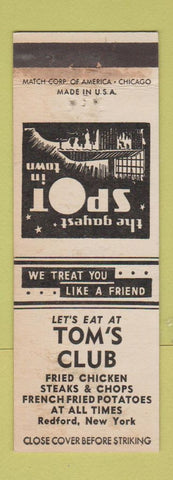 Matchbook Cover - Tom's Club Redford NY
