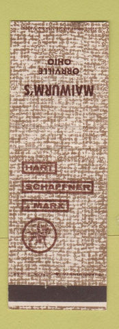 Matchbook Cover - Hart Schaffner Marx Men's Clothes Maiwurm's Orrville OH