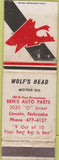Matchbook Cover - Wolf's Head Motor Oil Lincoln NE WORN