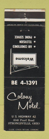 Matchbook Cover - Colony Motel Strongsville OH