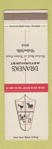 Matchbook Cover - Dranek's Astorhurst Walton Hills OH
