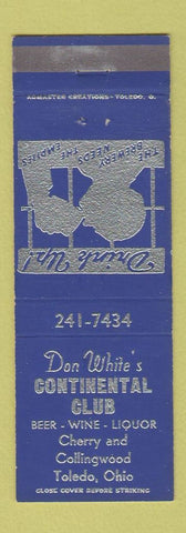 Matchbook Cover - Don White's Continental Club Toledo OH