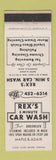 Matchbook Cover - Rex's Car Wash Zanesville OH WEAR
