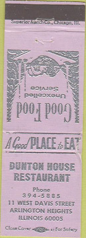 Matchbook Cover - Dunton House Restaurant Arlington Heights IL WEAR