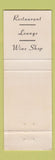 Matchbook Cover - Yankee Tavern Dayton OH