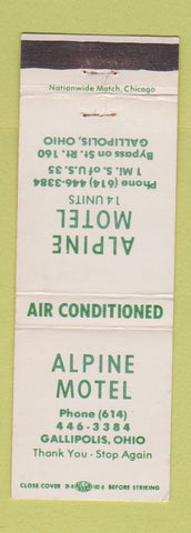 Matchbook Cover - Alpine Motel Gallipolis OH