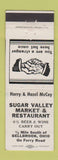 Matchbook Cover - Sugar Valley Market Restaurant Bellbrook OH