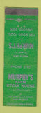 Matchbook Cover - Murphy's Palm Steak House Findlay OH
