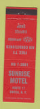Matchbook Cover - Sunrise Motel Owego NY WEAR