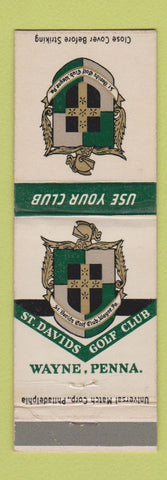 Matchbook Cover - St Davids Golf Club Wayne PA WEAR
