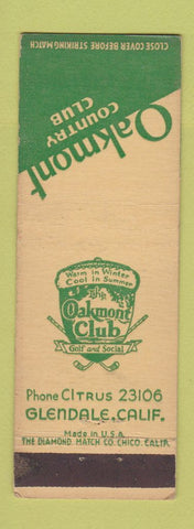 Matchbook Cover - Oakmont Country Club Glendale CA