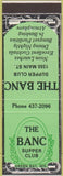 Matchbook Cover - The Banc Supper Club Green Bay WI