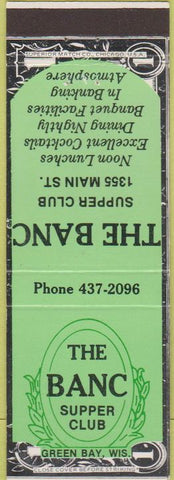 Matchbook Cover - The Banc Supper Club Green Bay WI