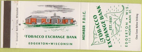 Matchbook Cover - Tobacco Exchange Bank Edgerton WI