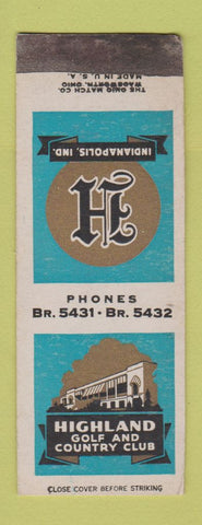 Matchbook Cover - Higland Golf and Country Club Indianapolis IN SAMPLE WEAR